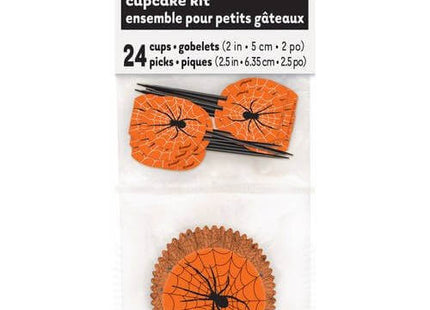 Spider Web Halloween Cupcake Kit (24ct) - SKU:91171 - UPC:011179911714 - Party Expo