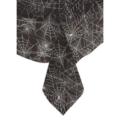 Spider Web Halloween Plastic Tablecover -108" x 54" - Party Expo