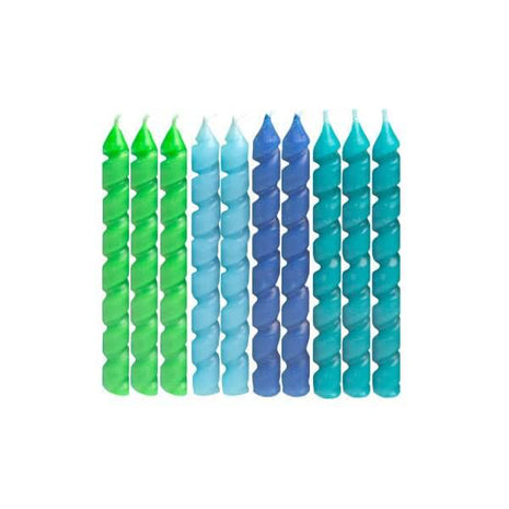 Spiral Birthday Candles - Blue & Green (10ct) - SKU:93411 - UPC:011179934119 - Party Expo