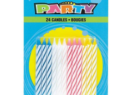 Spiral Birthday Candles - Multicolor (24ct) - SKU:1905MC - UPC:011179190539 - Party Expo