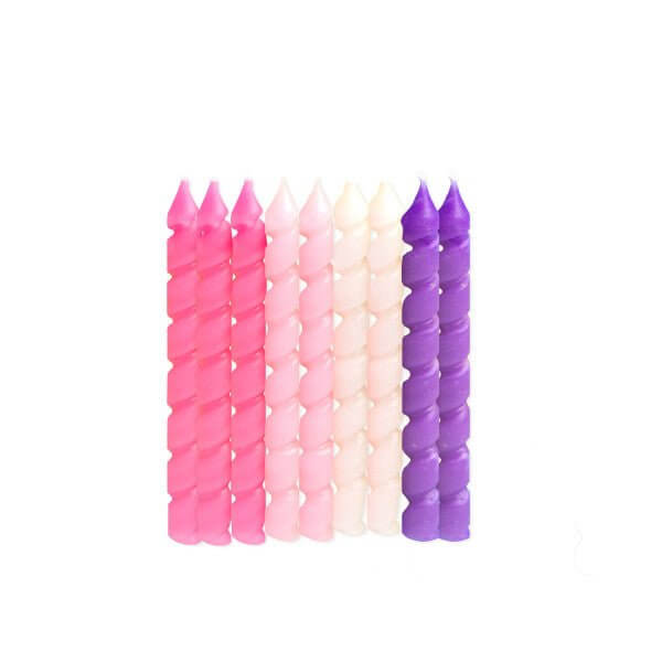 Spiral Birthday Candles - Pink & Purple (10ct) - SKU:93410 - UPC:011179934102 - Party Expo