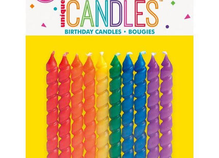 Spiral Birthday Candles - Rainbow (10ct) - SKU:93417 - UPC:011179934171 - Party Expo