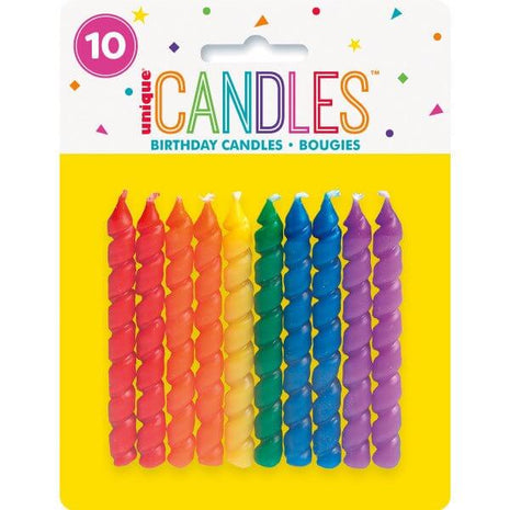 Spiral Birthday Candles - Rainbow (10ct) - SKU:93417 - UPC:011179934171 - Party Expo