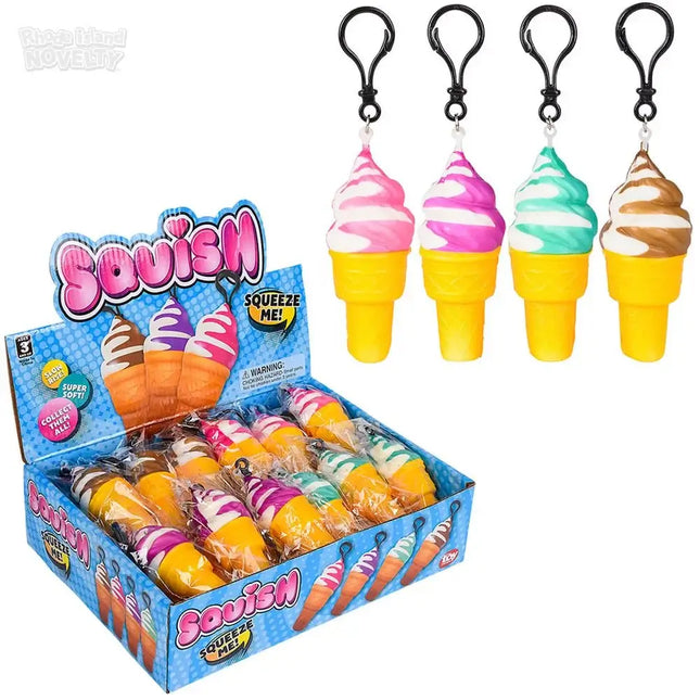 Squish Ice Cream Cone Clip On - SKU:KC-SQUI4 - UPC:097138873118 - Party Expo