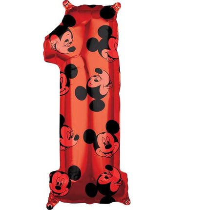 Anagram - 34" Mickey Mouse Forever Red Number '1' Mylar Balloon - SKU:103355 - UPC:026635398794 - Party Expo