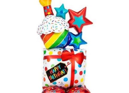 Stacked Birthday Icons Airloonz Balloon - SKU:A4-2450 - UPC:026635424509 - Party Expo