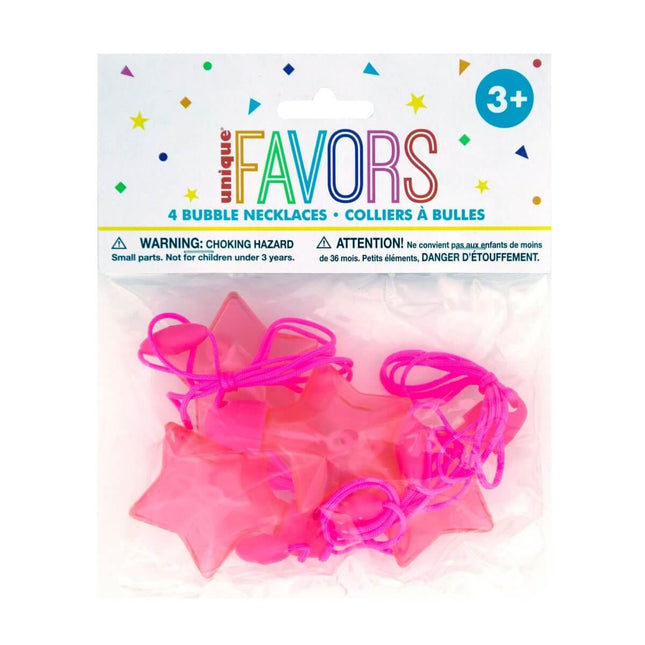 Star Bubble Necklace Party Favors - Pink (4ct) - SKU:84700 - UPC:011179847006 - Party Expo