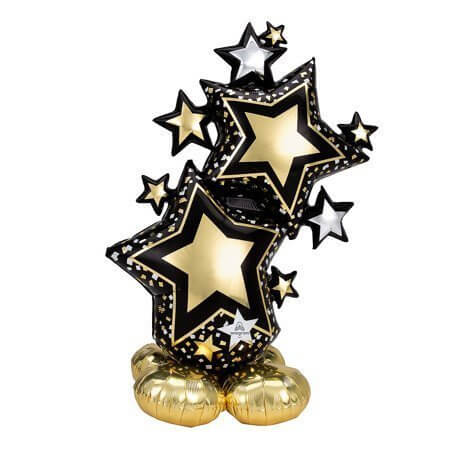 Star Cluster Black & Gold Airloonz - SKU:A4-2463 - UPC:026635424639 - Party Expo