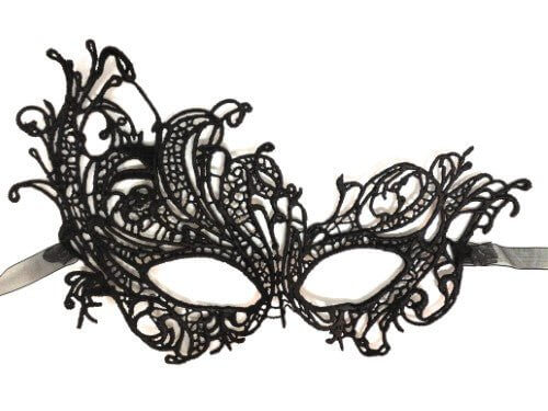 Star Power Sultry Venetian Lace Eye Embroidery Half Mask - Black - SKU:GP-0295 - UPC:099996042101 - Party Expo