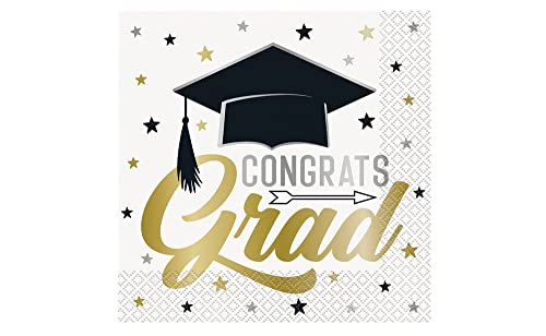 Stars And Caps Graduation Lunch Napkin (16 count) - SKU:24872 - UPC:011179248728 - Party Expo