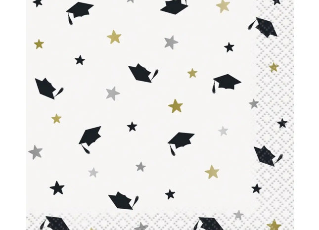 Stars & Caps Graduation Beverage Napkins (16ct) - SKU:24871 - UPC:011179248711 - Party Expo