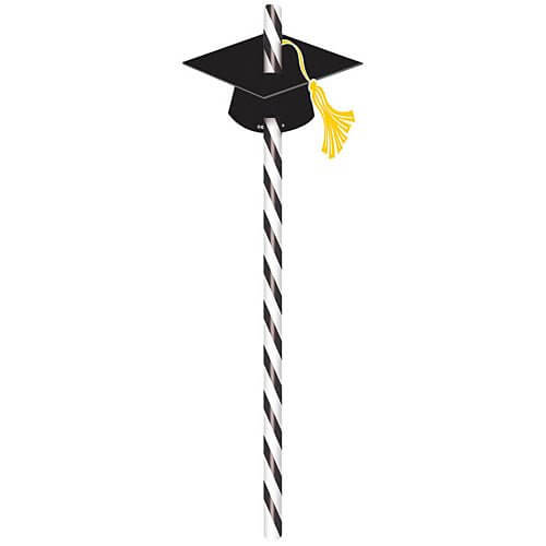 Straws with Grad Caps - SKU:400072 - UPC:013051543396 - Party Expo