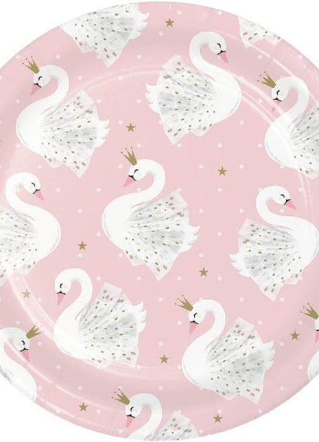 Stylish Swan Party - 7" Dessert Plates (8ct) - SKU:343838 - UPC:039938679866 - Party Expo