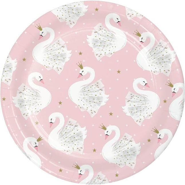 Stylish Swan Party - 7" Dessert Plates (8ct) - SKU:343838 - UPC:039938679866 - Party Expo