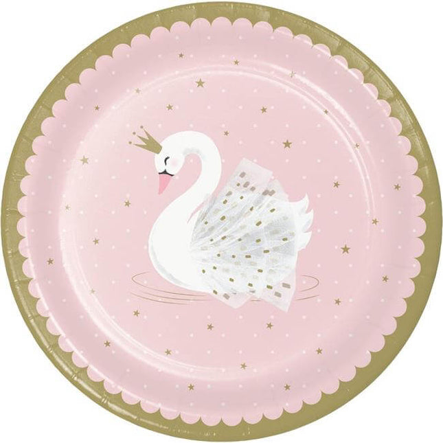 Stylish Swan Party - 9" Dinner Plates - SKU:343834 - UPC:039938679828 - Party Expo