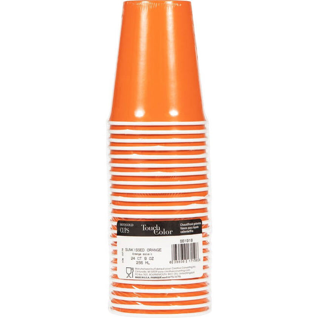 Sunkissed Orange 9oz Cups - SKU:56191B - UPC:039938171506 - Party Expo