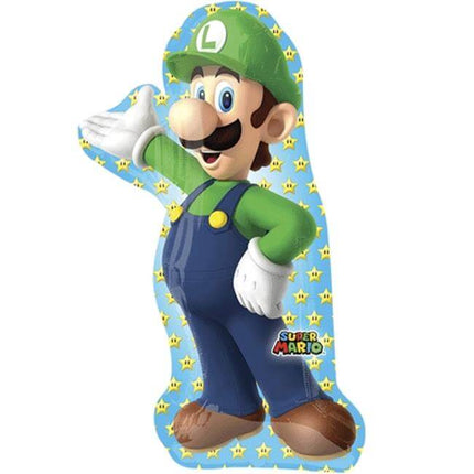 Super Mario - 38" Luigi Mylar Balloon - SKU: - UPC:026635348379 - Party Expo