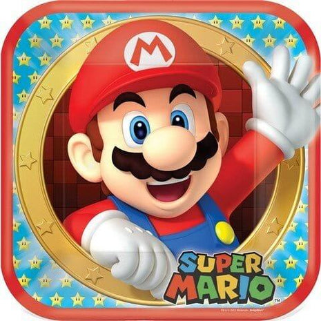 Super Mario - 9" Square Dinner Plates (8ct) - SKU:551554 - UPC:013051594909 - Party Expo