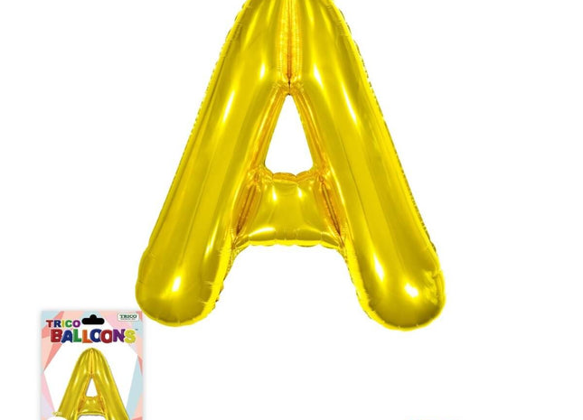 Super Shape Letter A Gold Mylar Balloon - SKU:BP2311A - UPC:810057953019 - Party Expo