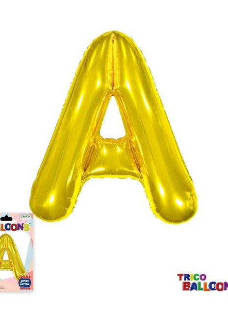 Super Shape Letter A Gold Mylar Balloon - SKU:BP2311A - UPC:810057953019 - Party Expo
