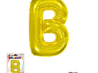 Super Shape Letter B Gold Mylar Balloon - SKU:BP2311B - UPC:810057953026 - Party Expo