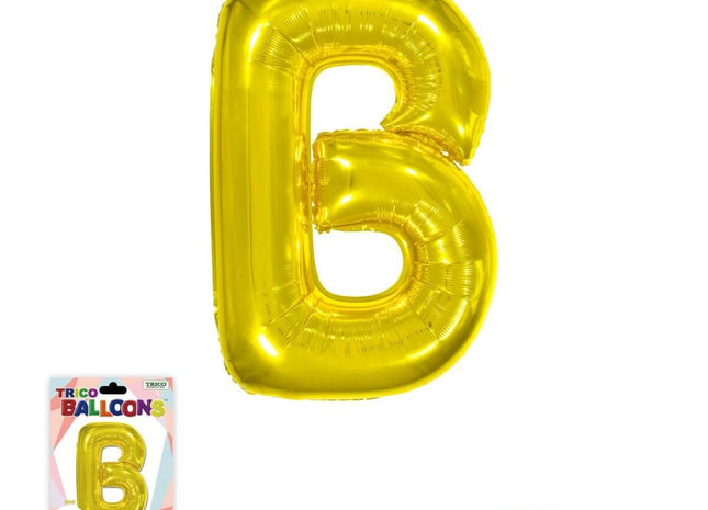 Super Shape Letter B Gold Mylar Balloon - SKU:BP2311B - UPC:810057953026 - Party Expo