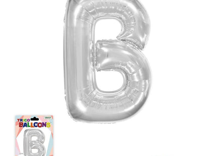 Super Shape Letter B Silver Mylar Balloon - SKU:BP2312B - UPC:810057953293 - Party Expo
