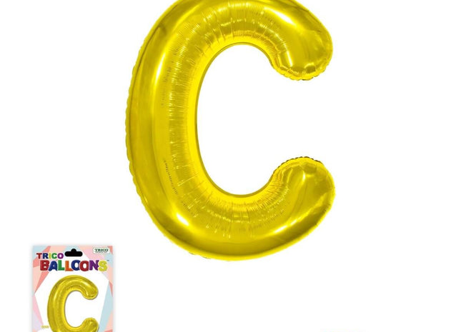 Super Shape Letter C Gold Mylar Balloon - SKU:BP2311C - UPC:810057953033 - Party Expo