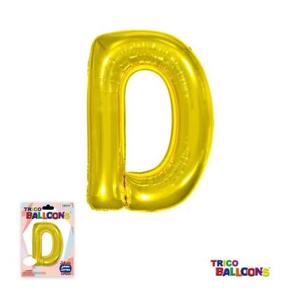 Super Shape Letter D Gold Mylar Balloon - SKU:BP2311D - UPC:810057953040 - Party Expo