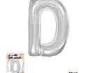 Super Shape Letter D Silver Mylar Balloon - SKU:BP2312D - UPC:810057953316 - Party Expo