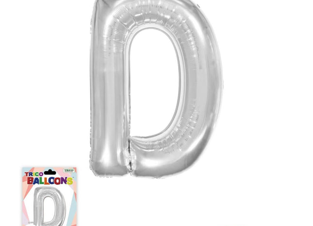 Super Shape Letter D Silver Mylar Balloon - SKU:BP2312D - UPC:810057953316 - Party Expo