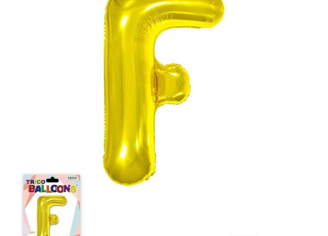 Super Shape Letter F Gold Mylar Balloon - SKU:BP2311F - UPC:810057953064 - Party Expo