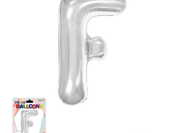 Super Shape Letter F Silver Mylar Balloon - SKU:BP2312F - UPC:810057953330 - Party Expo