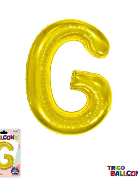 Super Shape Letter G Gold Mylar Balloon - SKU:BP2311G - UPC:810057953071 - Party Expo