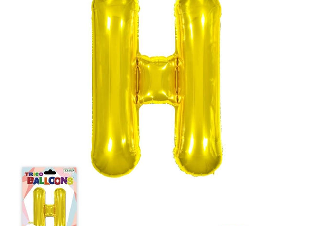 Super Shape Letter H Gold Mylar Balloon - SKU:BP2311H - UPC:810057953088 - Party Expo