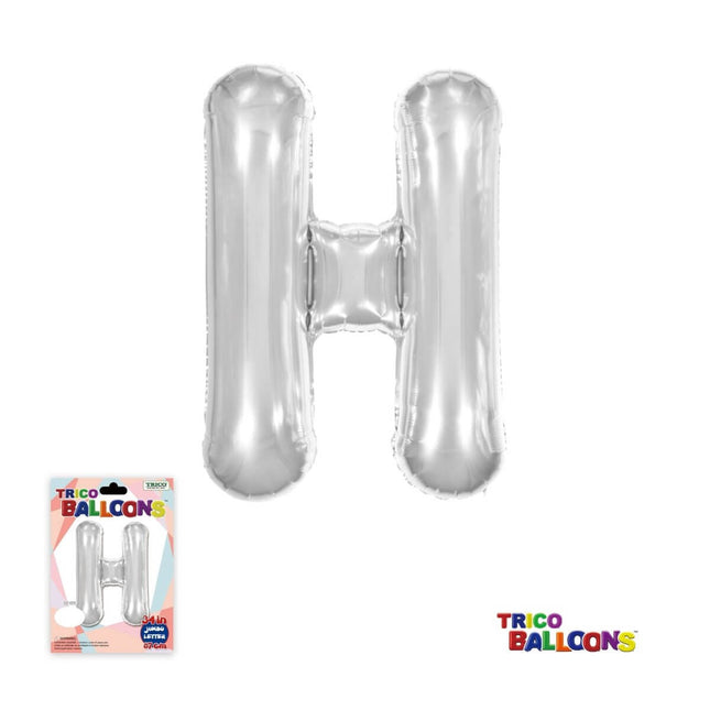 Super Shape Letter H Silver Mylar Balloon - SKU:BP2312H - UPC:810057953354 - Party Expo