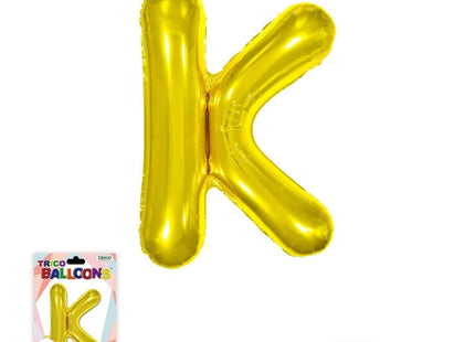 Super Shape Letter K Gold Mylar Balloon - SKU:BP2311K - UPC:810057953118 - Party Expo