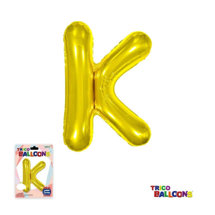 Super Shape Letter K Gold Mylar Balloon - SKU:BP2311K - UPC:810057953118 - Party Expo