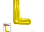 Super Shape Letter L Gold Mylar Balloon - SKU:BP2311L - UPC:810057953125 - Party Expo