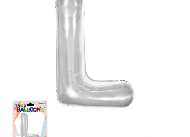 Super Shape Letter L Silver Mylar Balloon - SKU:BP2312L - UPC:810057953392 - Party Expo