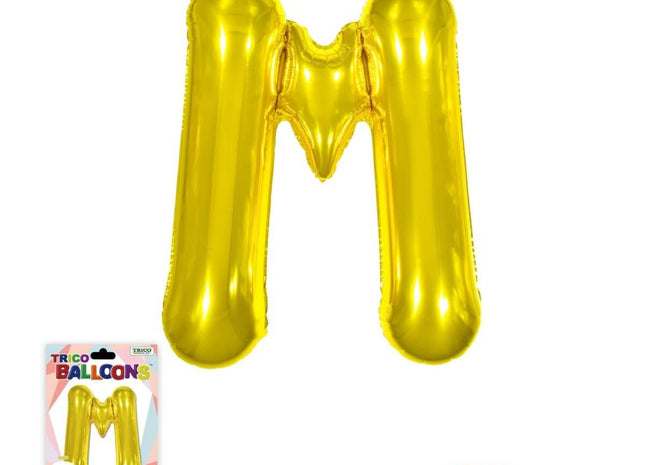 Super Shape Letter M Gold Mylar Balloon - SKU:BP2311M - UPC:810057953132 - Party Expo