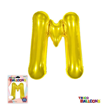 Super Shape Letter M Gold Mylar Balloon - SKU:BP2311M - UPC:810057953132 - Party Expo