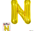 Super Shape Letter N Gold Mylar Balloon - SKU:BP2311-N - UPC:810057953149 - Party Expo