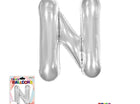 Super Shape Letter N Silver Mylar Balloon - SKU:BP2312N - UPC:810057953415 - Party Expo