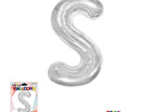 Super Shape Letter S Silver Mylar Balloon - SKU:BP2312S - UPC:810057953460 - Party Expo