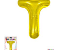 Super Shape Letter T Gold Mylar Balloon - SKU:BP2311T - UPC:810057953200 - Party Expo