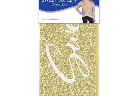 Sweet Sixteen Glittered Sash - SKU:66021 - UPC:034689059257 - Party Expo