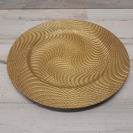 Swirl Plastic Charger Plate - Gold - Party Expo