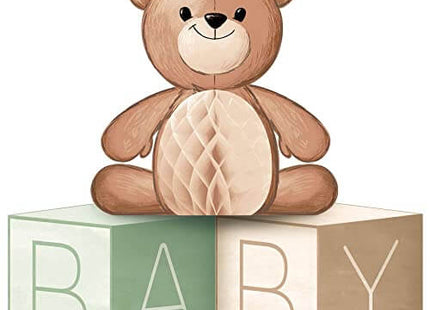 Baby Shower - Teddy Bear Honeycomb Block Centerpiece - SKU:368271 - UPC:039938982232 - Party Expo
