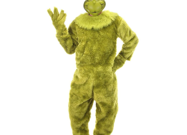 Dr. Seuss - "The Grinch" Deluxe Jumpsuit Costume with Latex Mask - (L/XL) - SKU:400664 - UPC:618480038637 - Party Expo